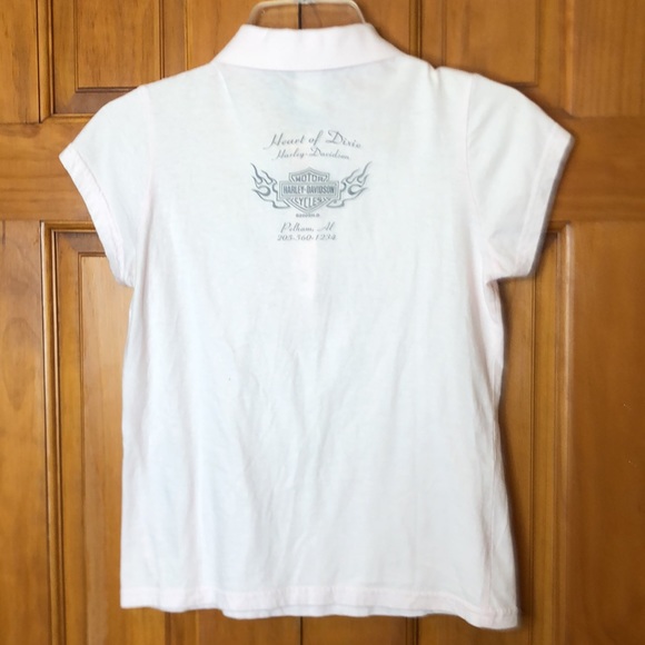 Harley Davidson Pink Snap Front Cap Sleeve Top SIZE SMALL - Picture 6 of 6